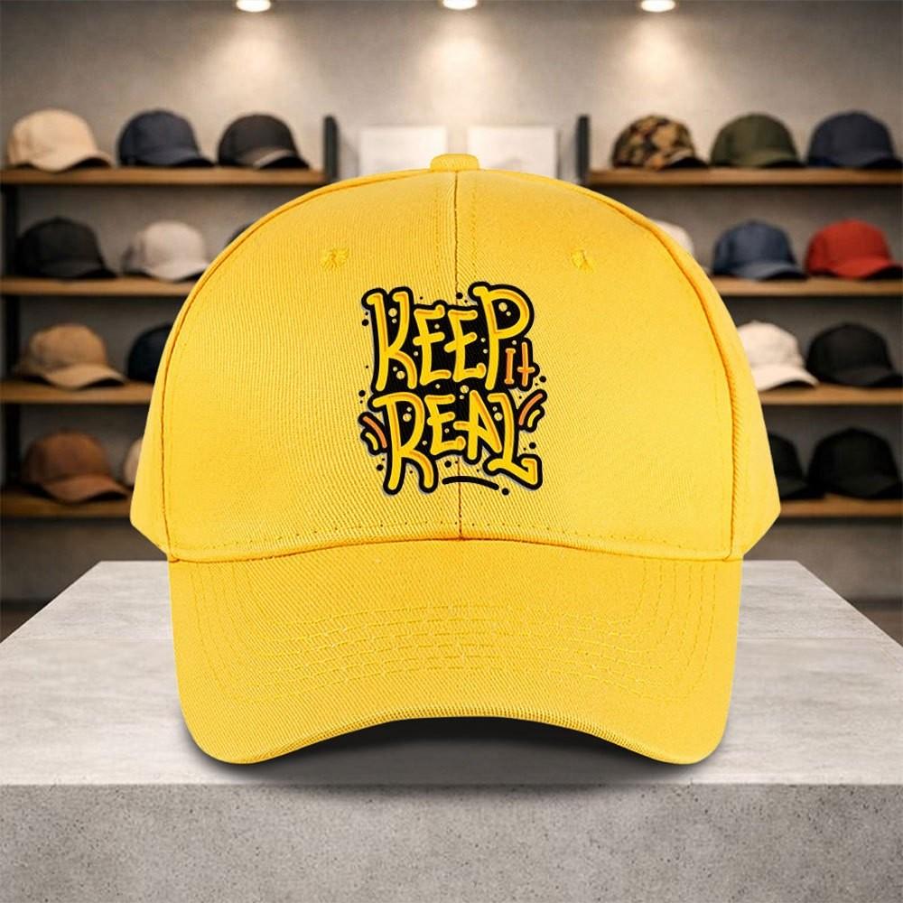 Keep It Real Grafik Baseballkappe Unisex Verstellbar Polyester Lässig Schirmmütze für Draußen