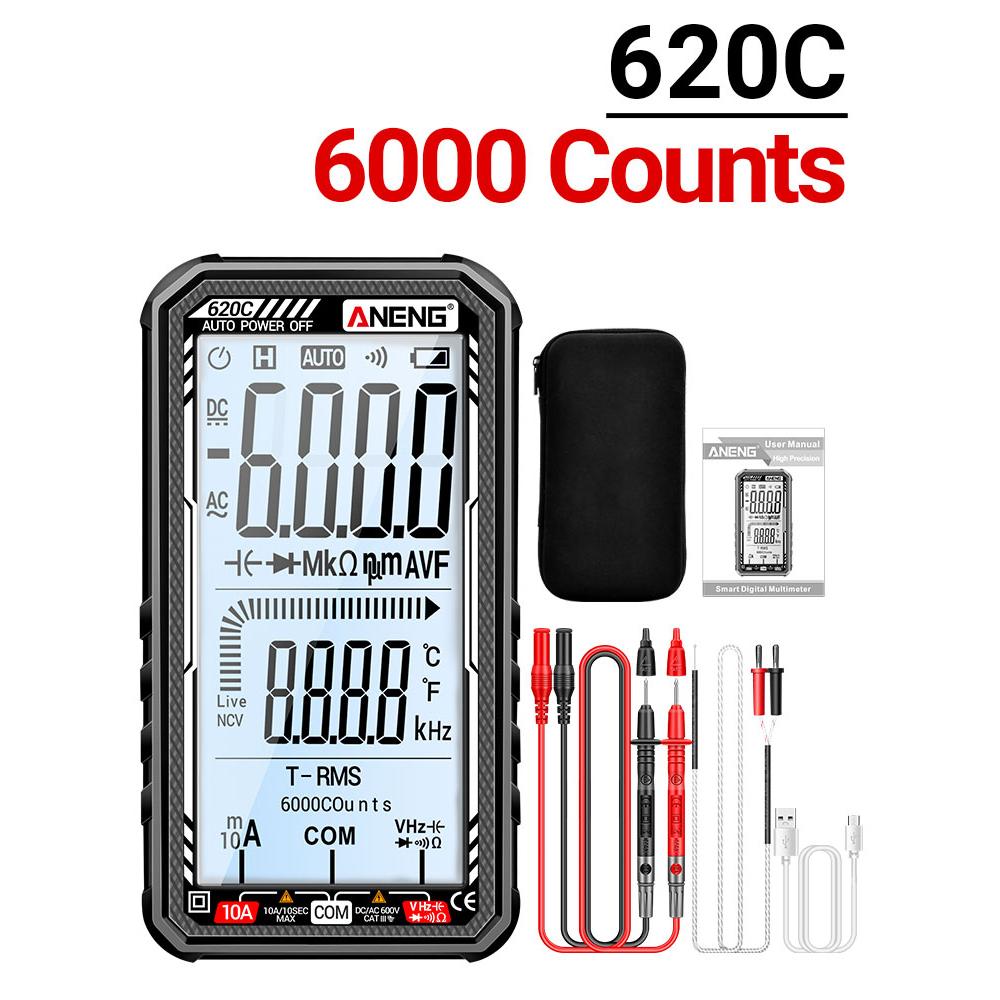 Digital Smart Multimeter 6000 Counts Transistor Tester AC/DC Ammeter Voltmeter Ohm Diode Multimeter Electrical Capacitance Meter