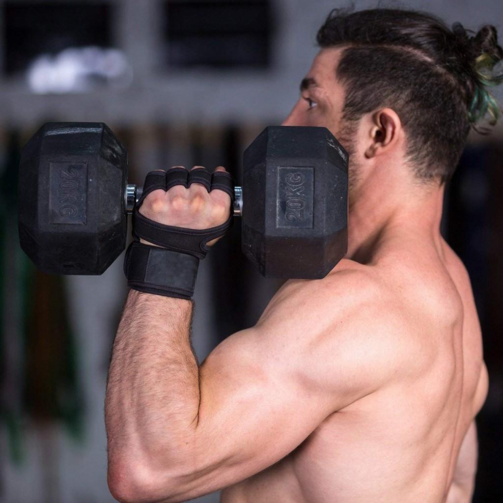 WorthWhie Gym Fitness Handschuhe Hand Palm Protector mit Handgelenk Wrap Unterstützung Crossfit Workout Bodybuilding Power Gewichtheben