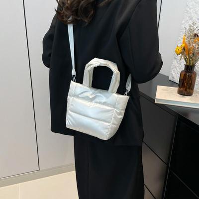 Sac fourre-tout bandoulière matelassé en coton pour femme