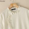 ZANZEA Women Casual Round Neck Solid Color Loose Short Sleeve Blouse