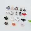 2 Stück Halloween-Charms-Anhänger, verschiedene vergoldete und schwarz plattierte Emaille-Kürbis-Geist-Clown-Zaubererhut-Halloween-Charms für Schmuck