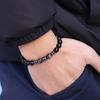 Stylish Men Bracelet Natural Tiger Eyes Volcanic Rock Healing Braslet Handmade Black Onyx Stone Strand Braclet Pulsera Hombre