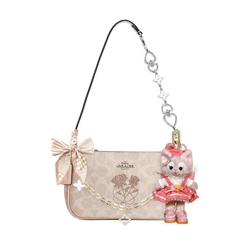 

COACH shoulder bag [Customized bag] Nolita 19 micro-label logo zipper closure, extension chain, printing, scarf, bow Geometry for joy basic style коричневий