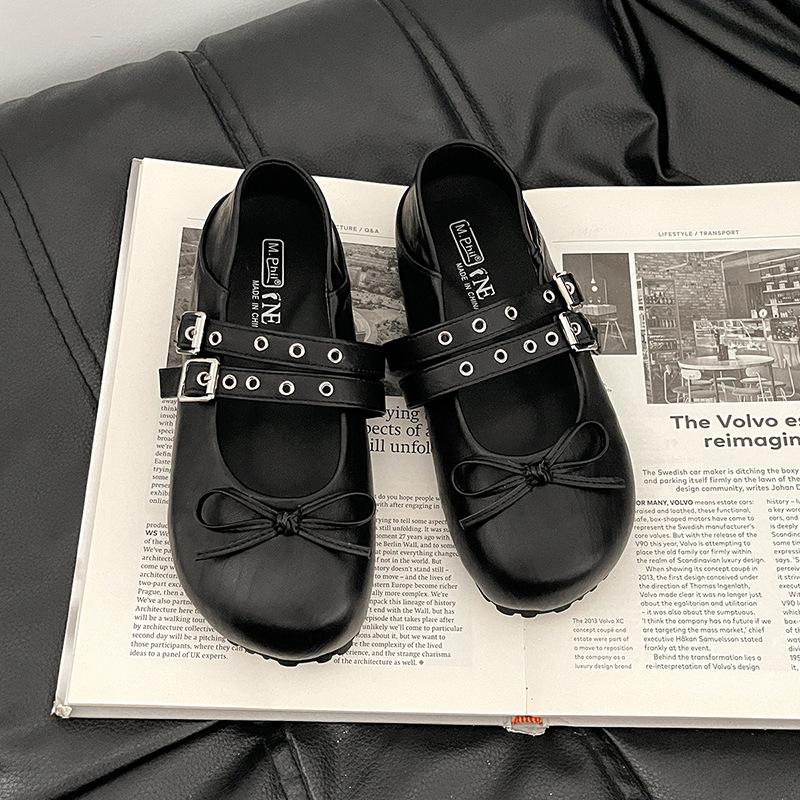 Fashion Versatile Retro Ballet Mary Jane Women's Shoes 2025 Summer Retro Small Leather Shoes Women's Flat Shoes Soft-soled Shoes