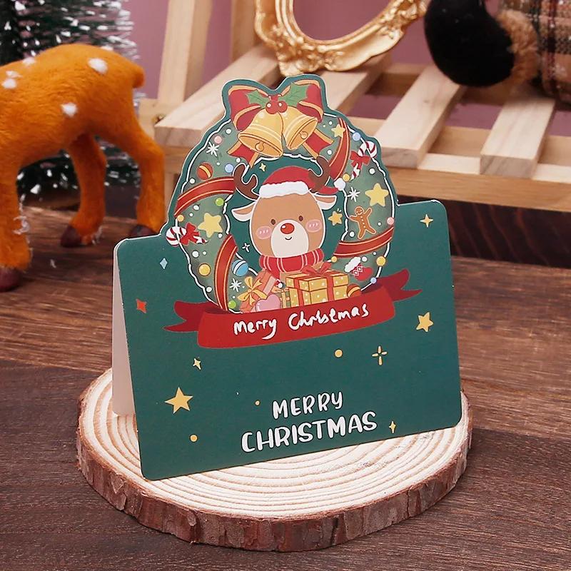 3D Santa Greeting Cards Folding Merry Christmas Best Wishes Card Xmas Gift for New Year Christmas Postcard Decoration