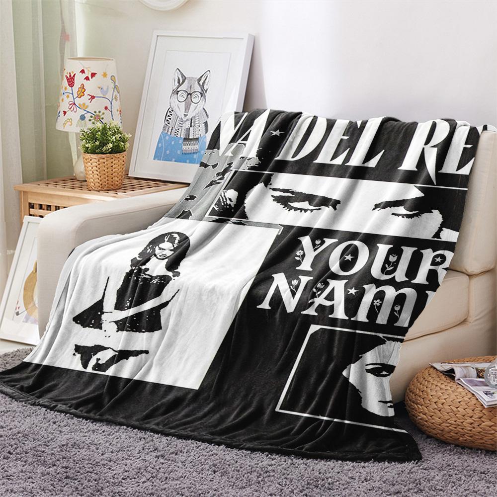 1PC Lana Del Rey Fan Art Custom Name Patterned Flannel Blanket Suitable For All Seasons For Home Decor Warmth And Comfort Gifts Holiday Present