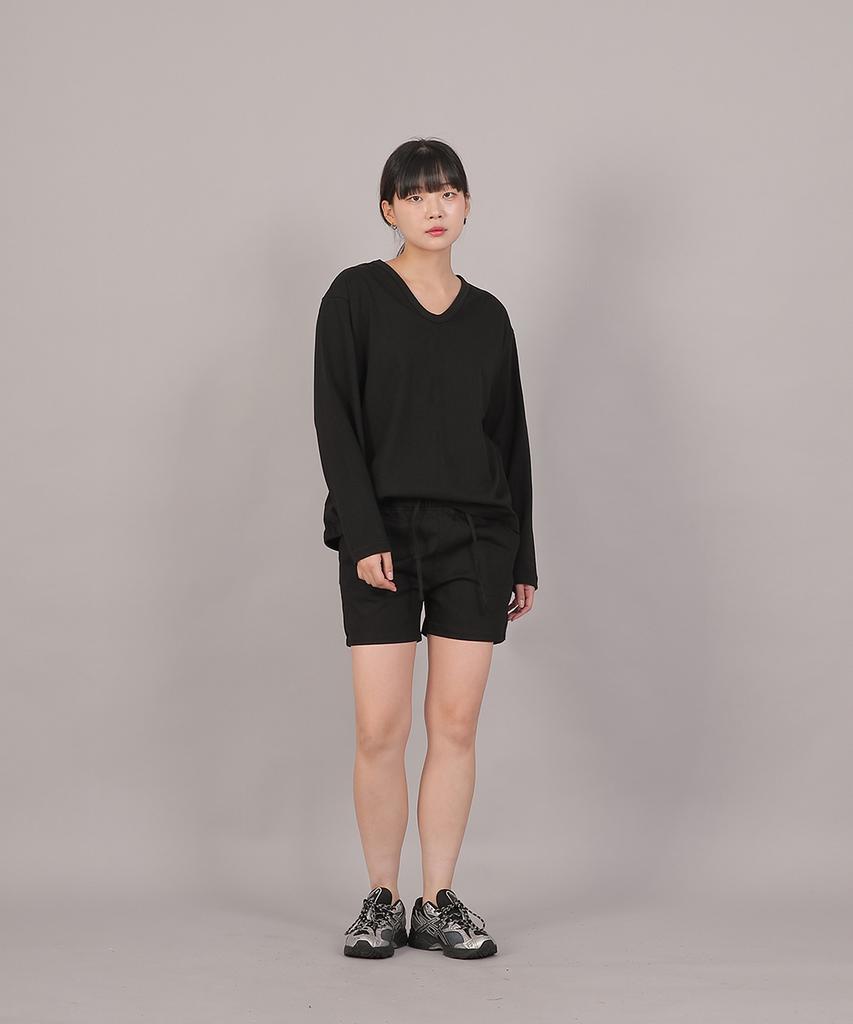 SAINTCREW Cotton Elastic Waist Shorts Cbs-387 Black