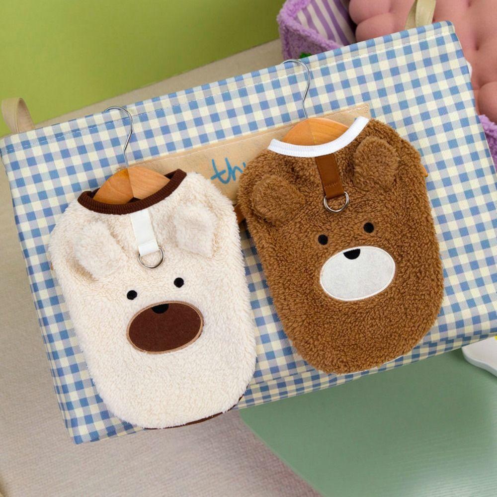 Cute Bear Pattern Winter Puppy Clothes Warm Sleeveless Dog Vest Thickened Comfortable Pet Winter Coat Outdoor Use