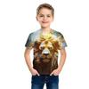 3D Digital Print Kids Stylish Lion Dragon Animal Pattern T-Shirt Boys Short Sleeve Crew Neck Casual T-shirts