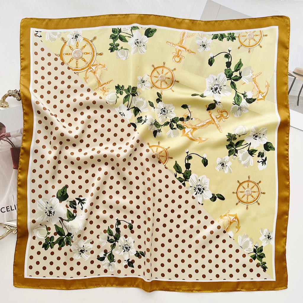 Japanese And Korean Polka Dot Color Blocking Sweet Silk Scarf Summer New Multi-Functional Decoration Small Square Scarf