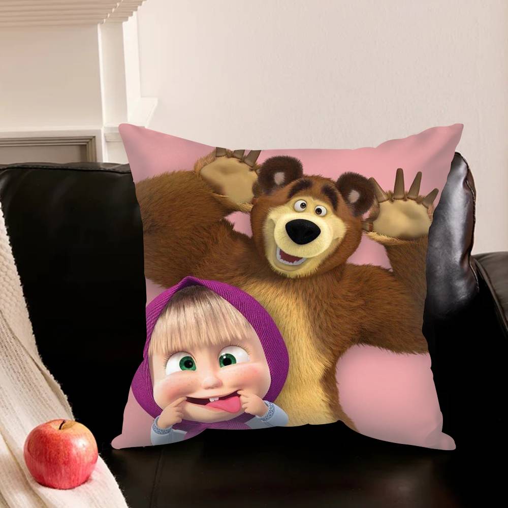 M-Masha And B-Bears-S Pillowcase For Sofa Room Office Decor Printing Protector Cushion Cover Valentine Gift Custom