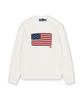 POLO RALPH LAUREN Iconic Cable Knit Flag Sweater - White