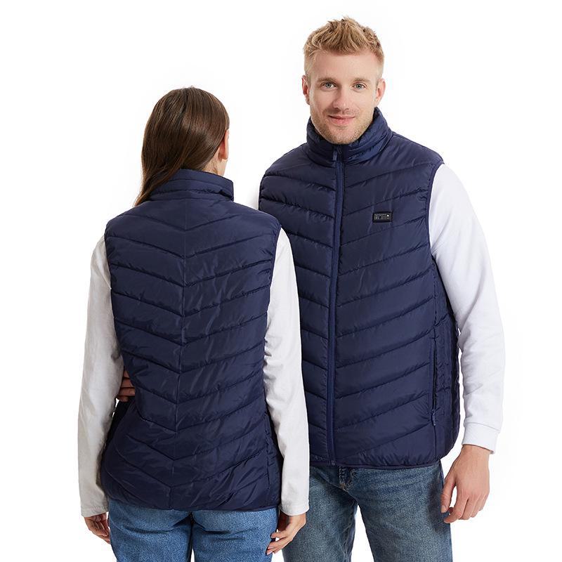 Unisex Cross-Border Heated Vest with Stand Collar – Smart, Warm, Plus-Size Compatible for Couples