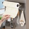 Carbon Steel Magnetic Paper Towel Holder Nail Free Wall Mounted Refrigerator Magnetic Shelf with Hook Space Saving