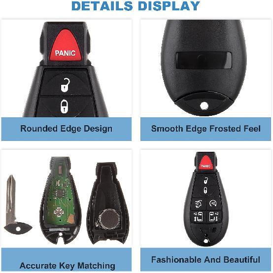 ECCPP 1XKey Fob Shell Case Replacement Compatible with 2008 for Chrysler Town & Country2012 for Chrysler Town & Country, M3N5WY783X Car Key Fob