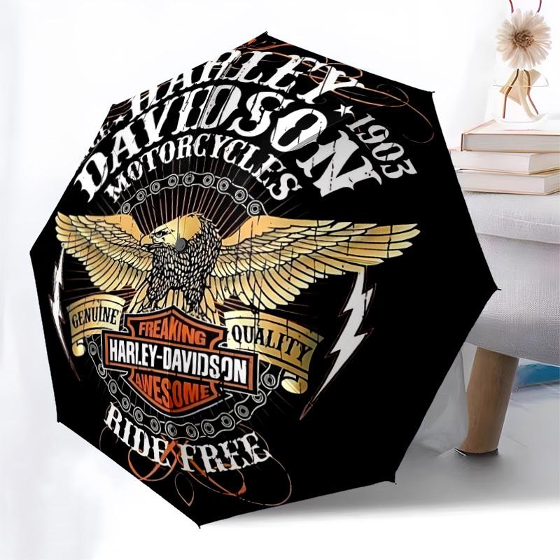 1 Stück Harley Davidson Auto Süßer Regenschirm | Tragbar Faltbar 8-Rippen Manuell Öffnend, Süßes Halloween- & Weihnachtsgeschenk für Draußen, Lässiges Accessoire, Langlebig C