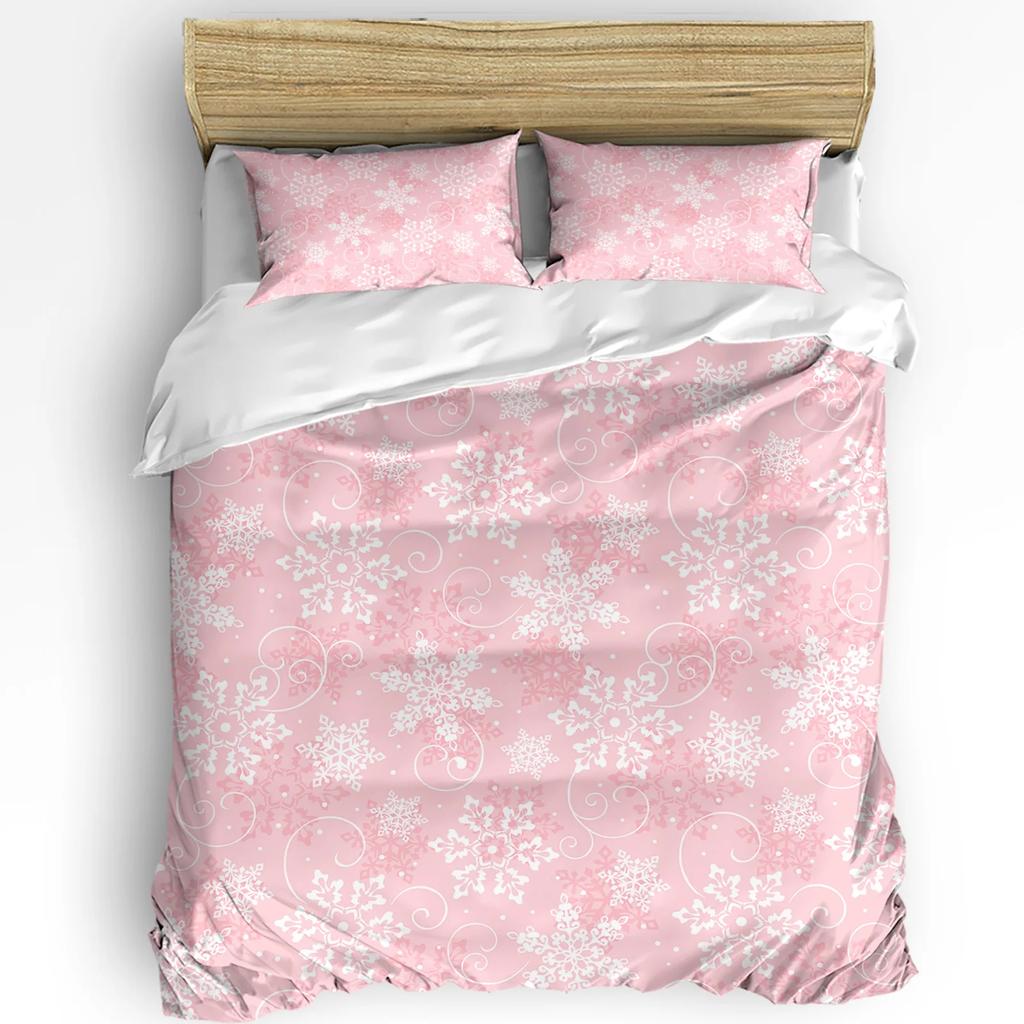 Christmas Snow Bedding Set Snowflakes Gnome Duvet Cover Set 3Pcs Bedding Set For Single/Twin/Full Size Christmas Decoration