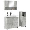 Bathroom Furniture Set 3 Pcs Concrete Grey Plywood and Metal
