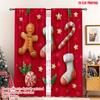 Set aus 2 flach bedruckten, hochwertigen Weihnachtsvorhängen mit stilvollen Elementen, einschließlich Lebkuchen, digital bedrucktes Polyester