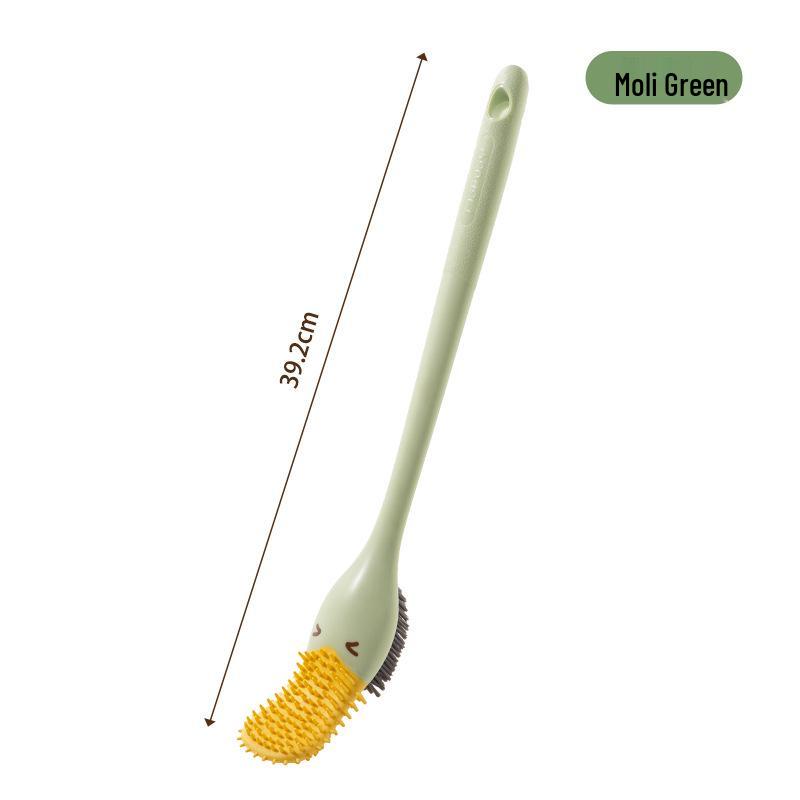 Duckbill Long-Handle Toilet Brush with Soft Bristles for Squatting Pan, Wall-Mounted, No Dead Angle Cleaning.