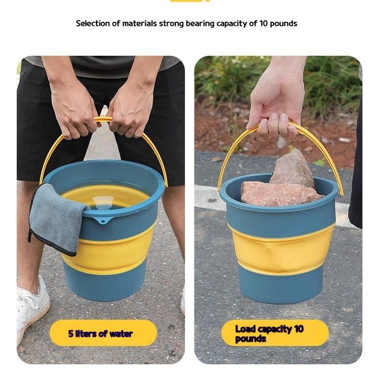 Silicone Bucket for Fishing Folding Bucket Car Wash Outdoor Fishing Supplies Square 17L Bathroom Kitchen Camp Bucket