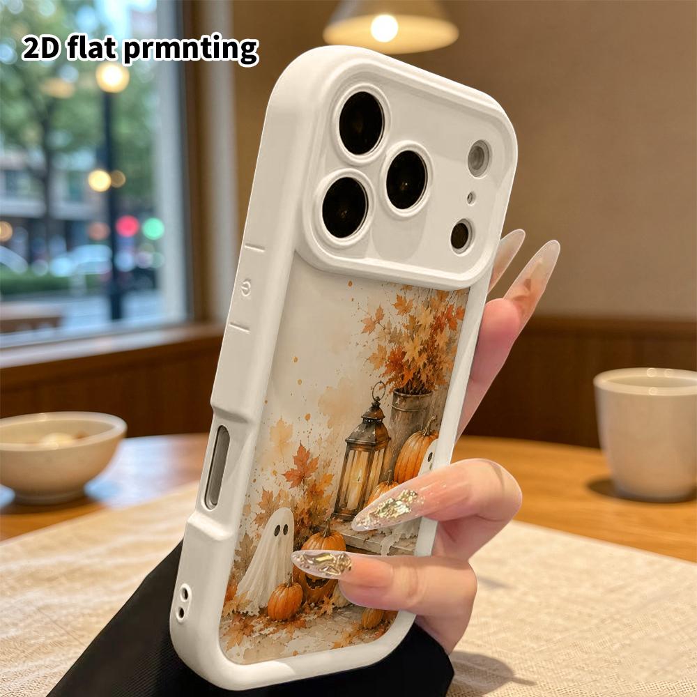 Phone Case: 2D Flat Design Suitable for iPhone 18, 17, 16, 15, 14, 13 Pro Stepped Protective Case, Autumn Halloween, Halloween Gift