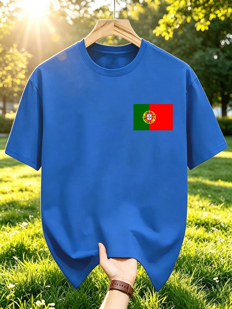 Portugal Flag Print Tshirt Unisexs Cotton Crewneck T Shirts Summer Oversized Sportswears Y2k Casual Running Short Sleeve