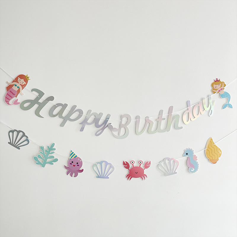 Cartoon Mermaid Banner: Birthday Party Decor for Girls