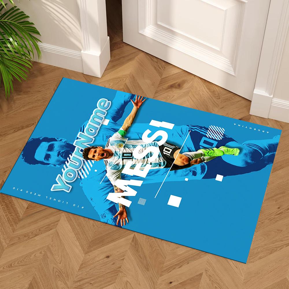 Messi Personalized Name Carpet Suitable for Game Room Balcony Foyer Decorate Room Antislip Carpet Anime Office Decor Perfect Gift for Friends & Family