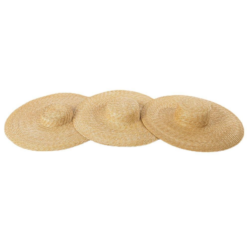 Summer New Popular Women's Straw Big Eaves Flat Top Straw Hat Summer Beach Sun Protection Big Eaves Flat Top Straw Hat