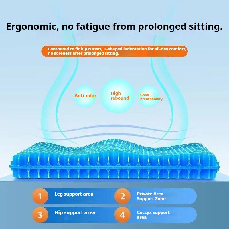 Honeycomb Gel Seat Cushion, Breathable and Cooling Chair Cushion for Summer, Car Silicone Cooling Cushion, Thickened and Comfortable Seat Cushion.