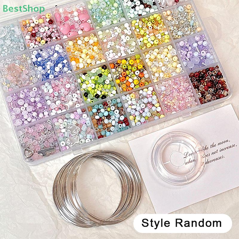Ice Cream Soda Colored Glass Beads Mixed Color DIY Handmade Beaded Bracelet Necklace Accessory Materials Set