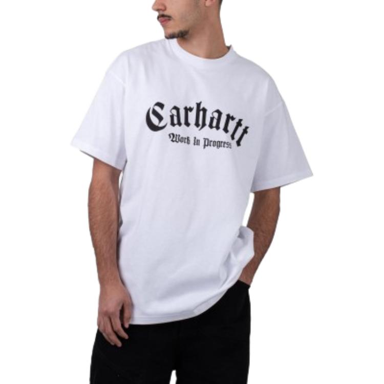 Carhartt WIP T-shirt Homme Manches Courtes Coupe Droite Ajustée Col Rond Imprimé Lettres Hauts Blanc I032875-00A-XX