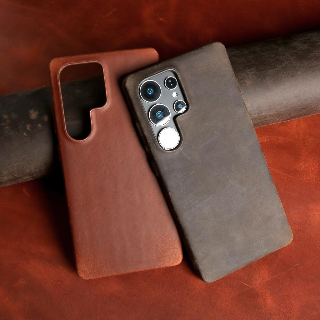Wireless Charging Calfskin Cowhide Leather Case for Samsung Galaxy S26 Ultra S25 S24 Plus S22 S23FE Note20 Soft Shell Full Cover