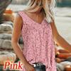 Fashion Women V Collar Printed Broken Flowers Sleeveless Leisure Time Shirt