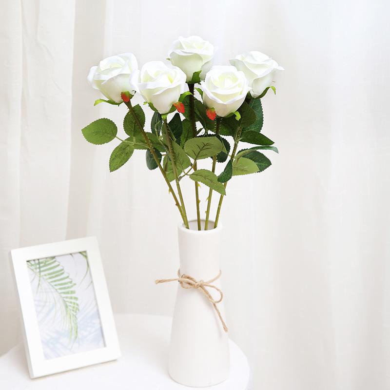 Artificial Red Rose Flowers Living Room Home Decoration Accessories Thanksgiving Wedding Diy Bouquet Silk Flowers Bouquet