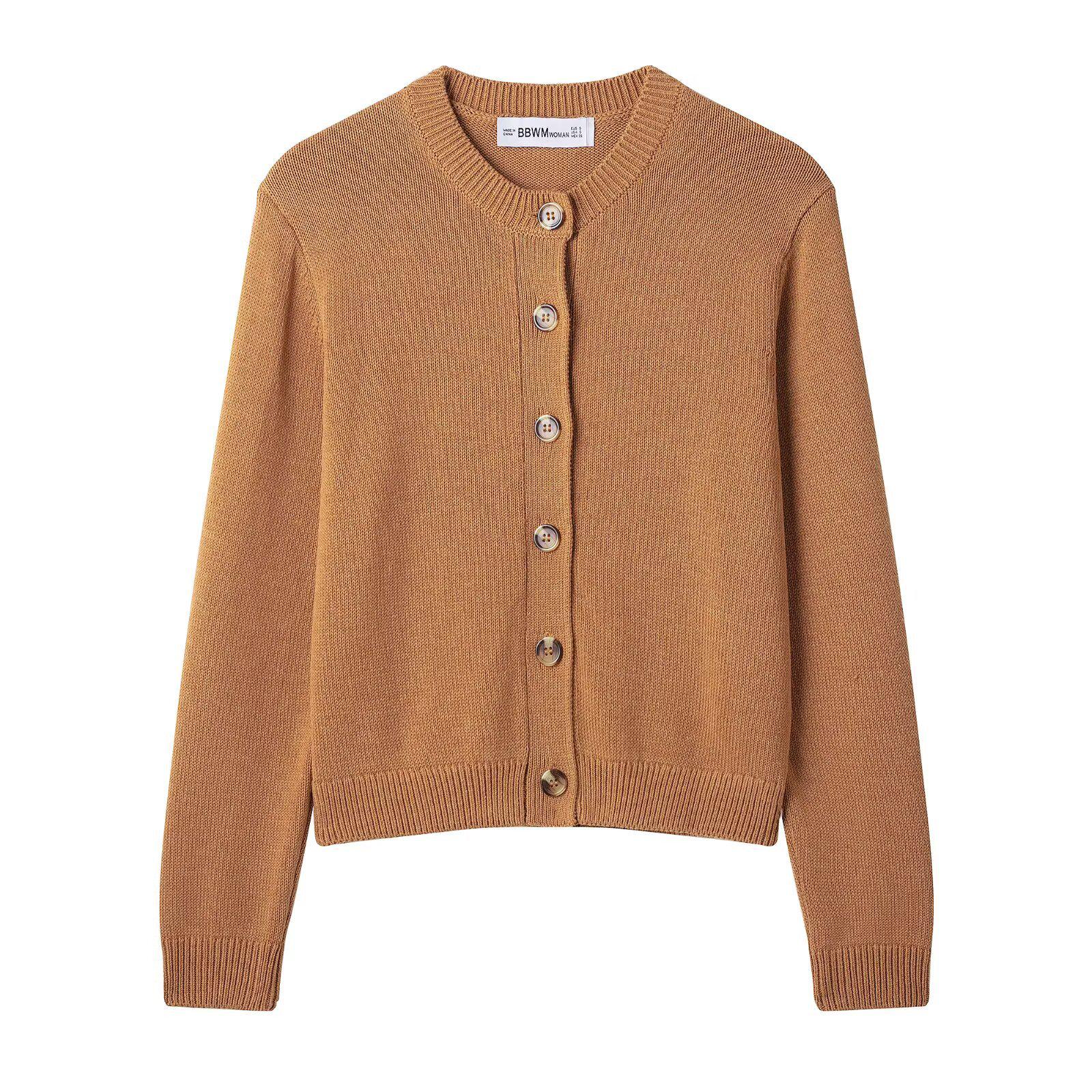 

Весна 2025 Женский модный вязаный кардиган в европейско-американском стиле S светло-коричневого