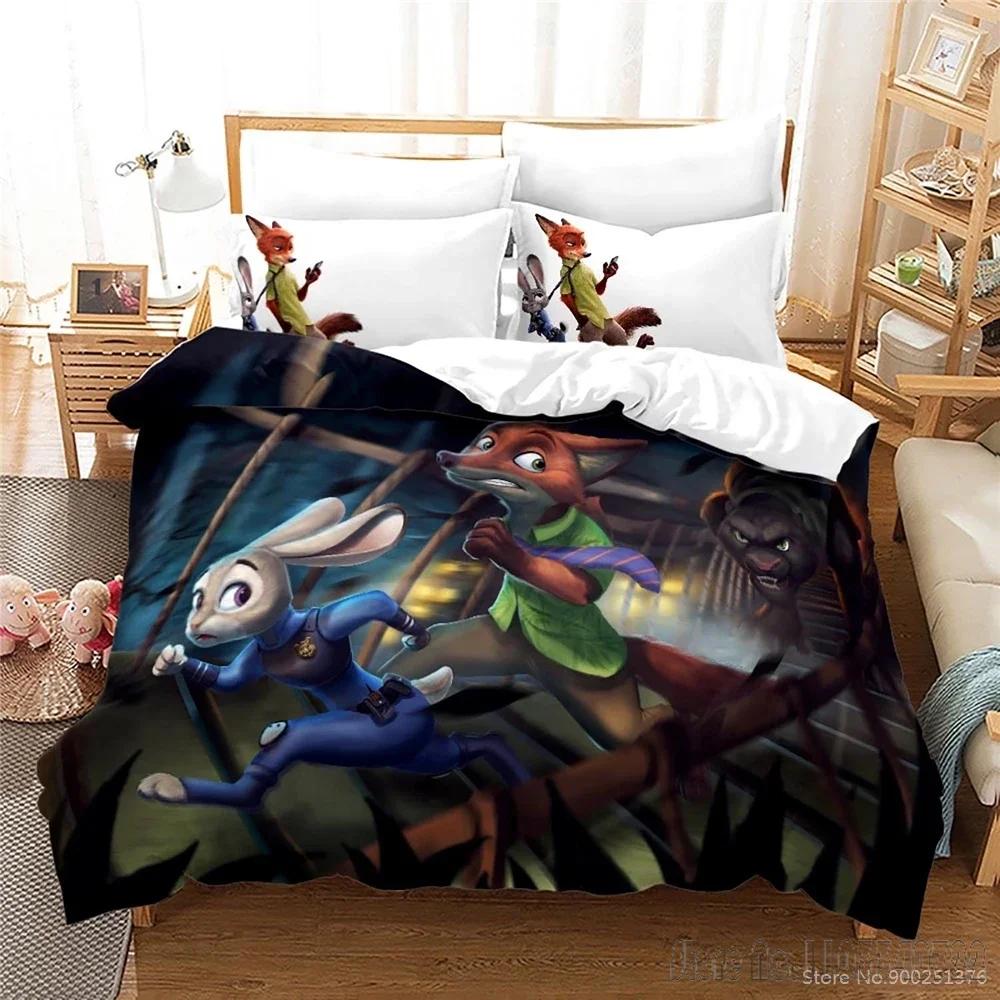 Cartoon Zootopia Zootropolis 3d Printed Duvet Cover Set HD Comforter Cover Bedclothes for Kids Bedding Sets Bedroom Decor