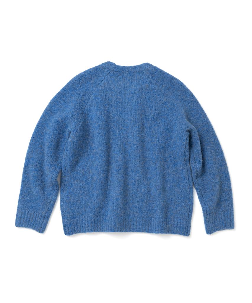 KNITTED (Unisex) Boucle Raglan Crop Round Knit Blue