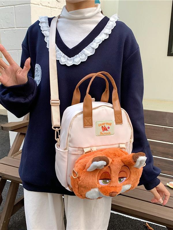 Cross-border Kids' Animal Plush Doll Backpack: Two-way Large Capacity Crossbody Bag