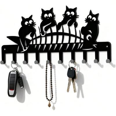 Portachiavi Gatto da Parete Gancio in Metallo Organizer Portachiavi Stiloso Decorazione