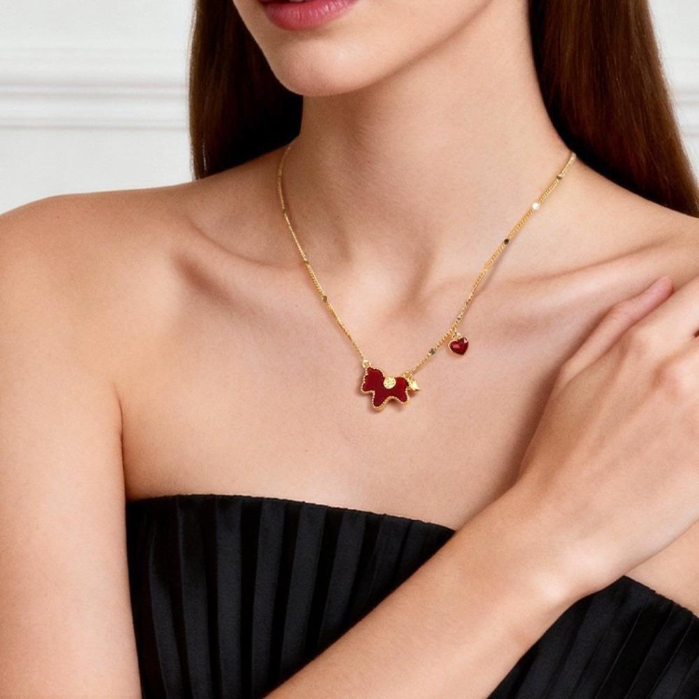 Cute Horse Pendant Necklace Zodiac New Year Collarbone Chain Red Pony Necklace New Year Gift