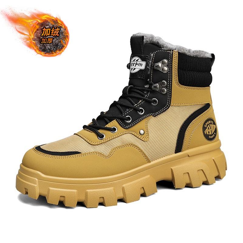 Cotton shoes men's winter velvet thickened new warm high-top shoes fashionable versatile casual tooling shoes