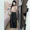 Comfortable Spring and Autumn Work Trousers Female Loose Wide Leg Trousers Draped Straight Camouflage Sports Casual Denim Trousers Long Denim Pants