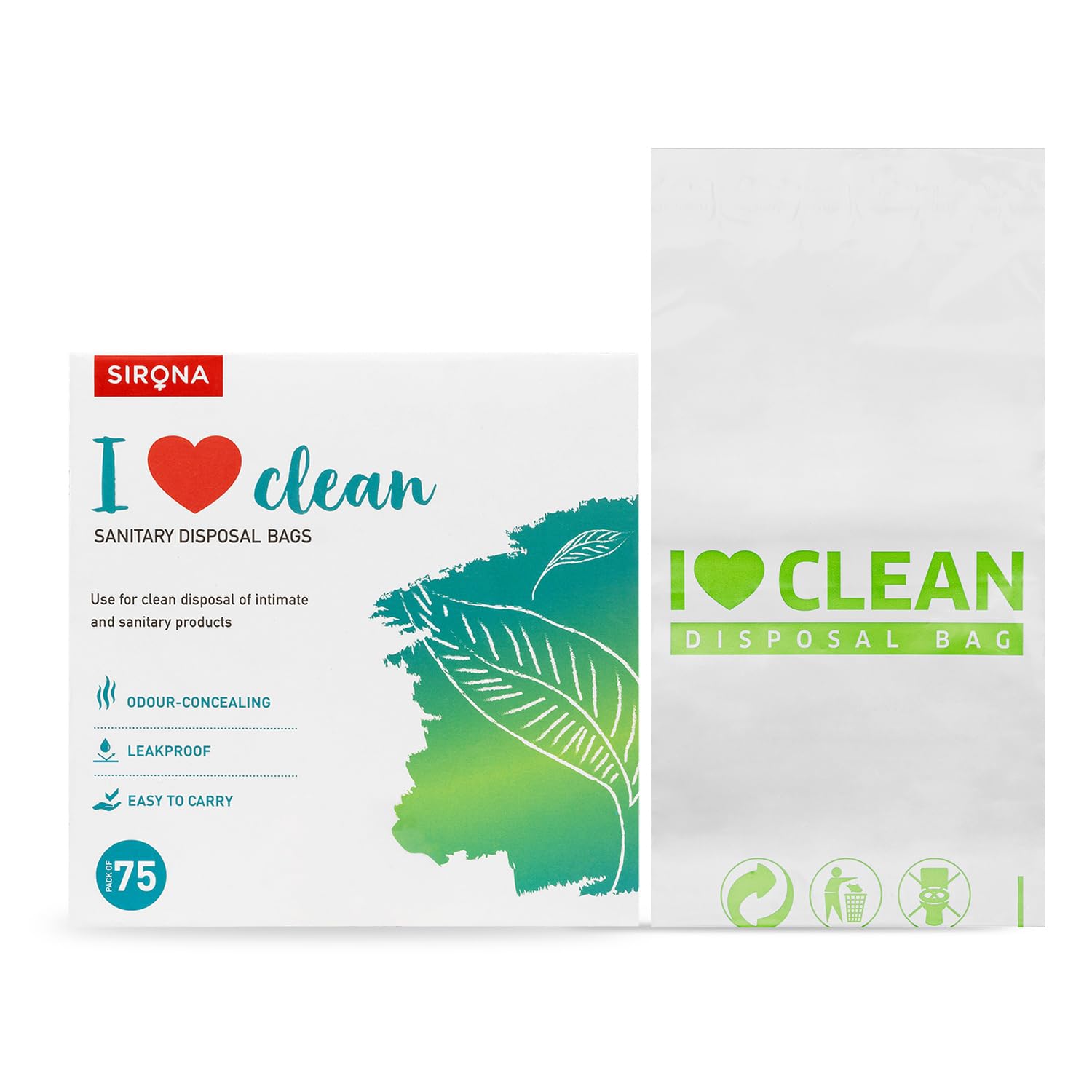 

Sirona Sanitary & Diaper Disposal Bags - Pack of 75 | Odour-Locking, Leak-Proof Bags for Hygienic Disposal of Sanitary Pads, Diapers | Easy-to-Ca