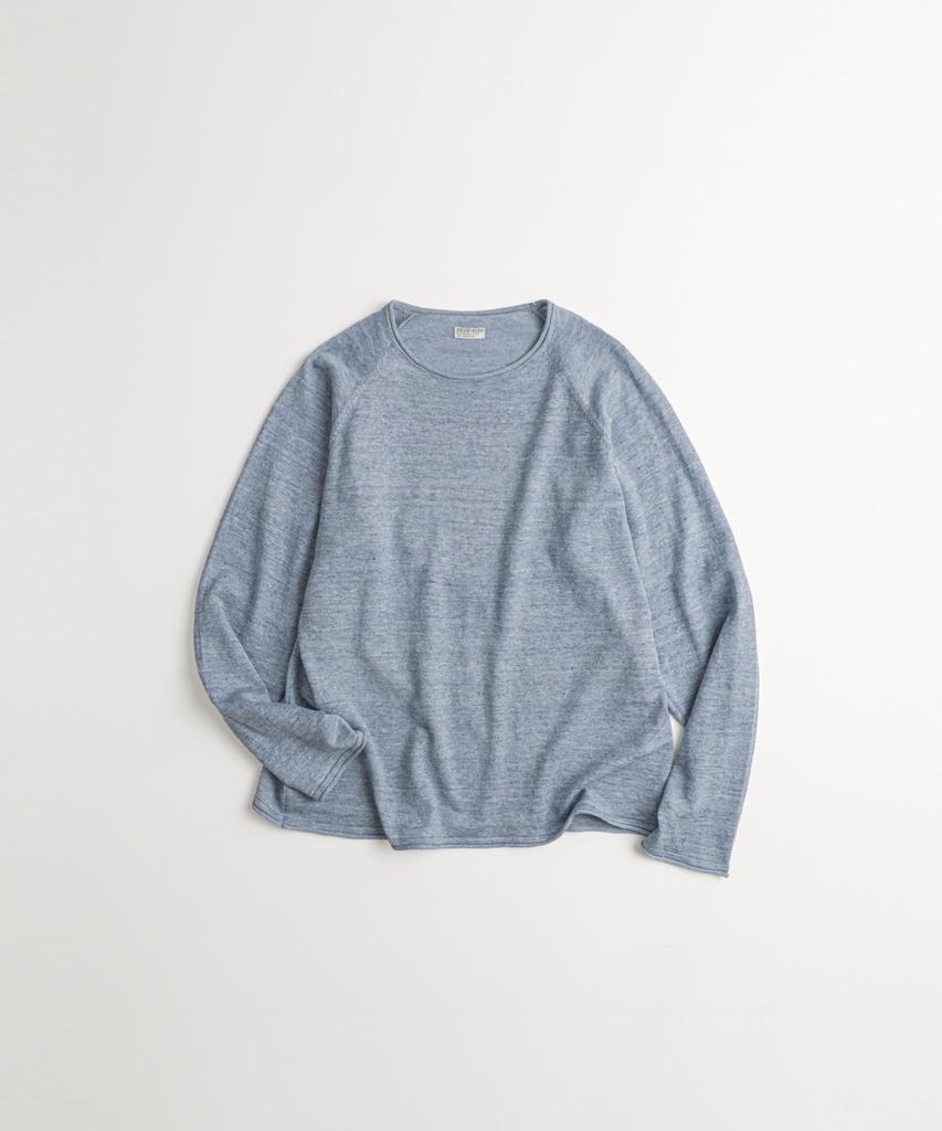 Bihebieo European Flax™ Linen Roll Neck L/S Knit Sea Blue
