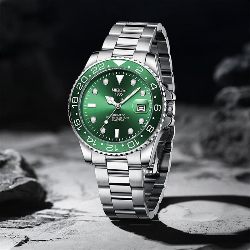 New Fashionable Round Men'S Watch Rotating Bezel Waterproof Automatic Mechanical Watch Men'S Watch