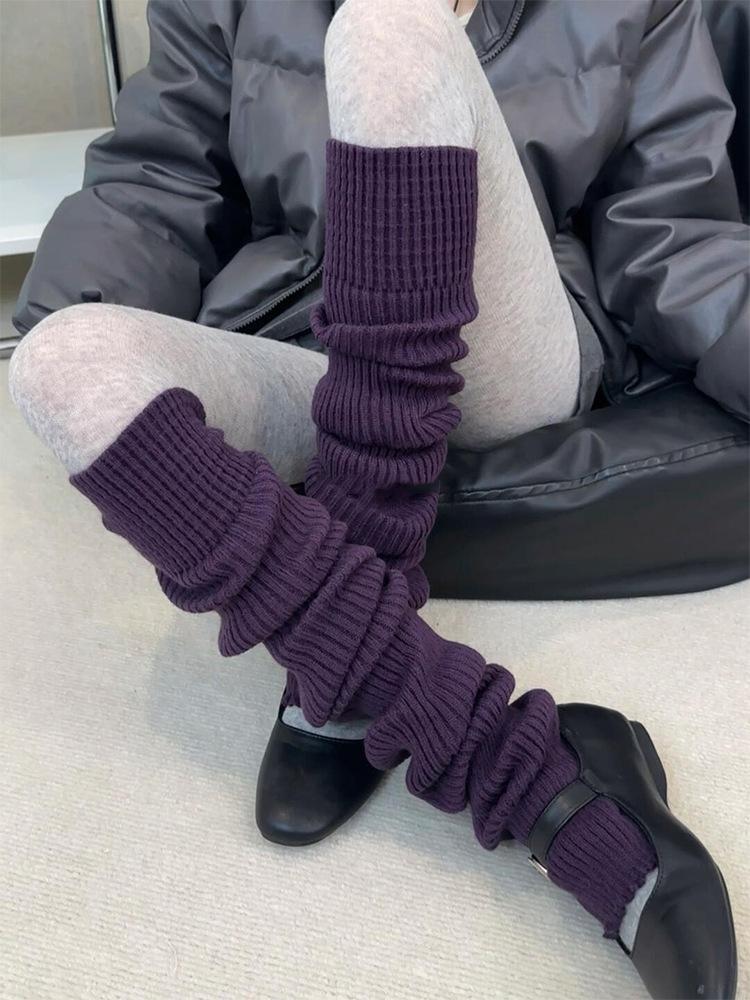 Baby Powder Knitted Splicing Square Tight Mouth Knee Socks Cover Small Sweet Potato Explosion 75Cm Stack Thin Long Tube Leg Cover