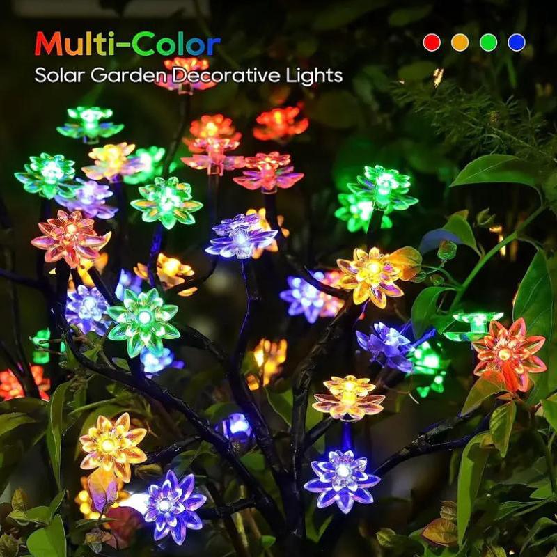 20 Leds Solar Cherry Blossom Lotus Lights Garden Light Outdoor Lawn Lights Patio Decoration Garden Aisle Ambient Landscape Light